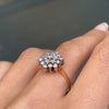 Diamond 18 Carat White and Yellow Gold Snowflake Cluster Engagement Ring