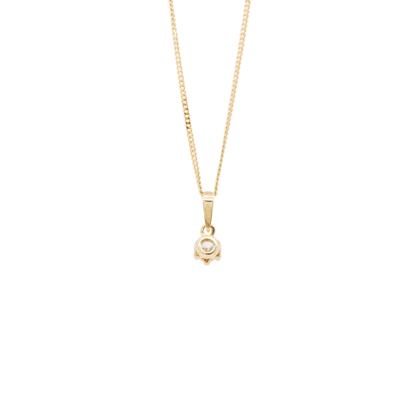 18 Carat Yellow Gold and Diamond Solitaire Pendant Necklace