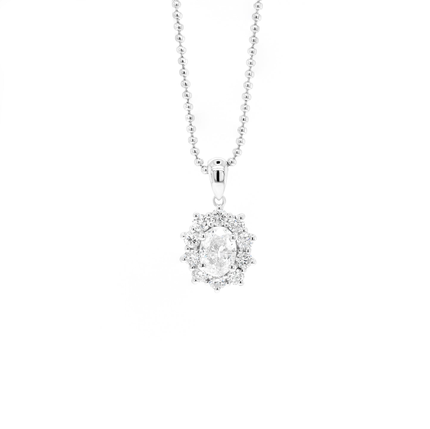 1.12 Carat Diamond 18 Carat White Gold Cluster Pendant