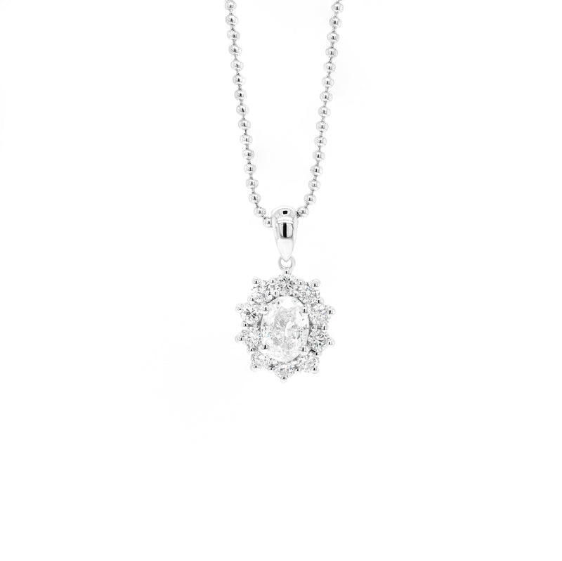 1.12 Carat Diamond 18 Carat White Gold Cluster Pendant