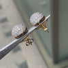 Asymmetrical stud earrings in 18ct white and yellow gold with 2.10ct round brilliant cut pavé set diamonds