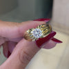 1.07ct round brilliant cut diamond gents ring in 18ct yellow gold with 10 claw open back setting on hand