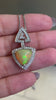 Ethiopian Triangle Cabouchon Opal and Diamond 18 Carat Gold Pendant and Chain