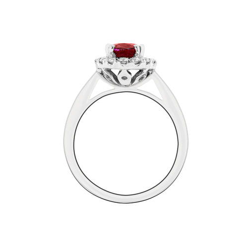 1.99 Carat Ruby and Diamond Platinum Cluster Engagement Ring