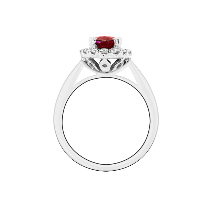 1.99 Carat Ruby and Diamond Platinum Cluster Engagement Ring