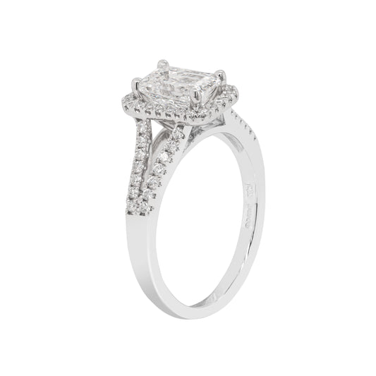 1.20ct H SI2 Emerald Cut Diamond 18 Carat White Gold Engagement Ring