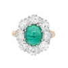 Vintage Cabochon Emerald and Diamond Cluster 18 Carat Gold Engagement Ring, 1974
