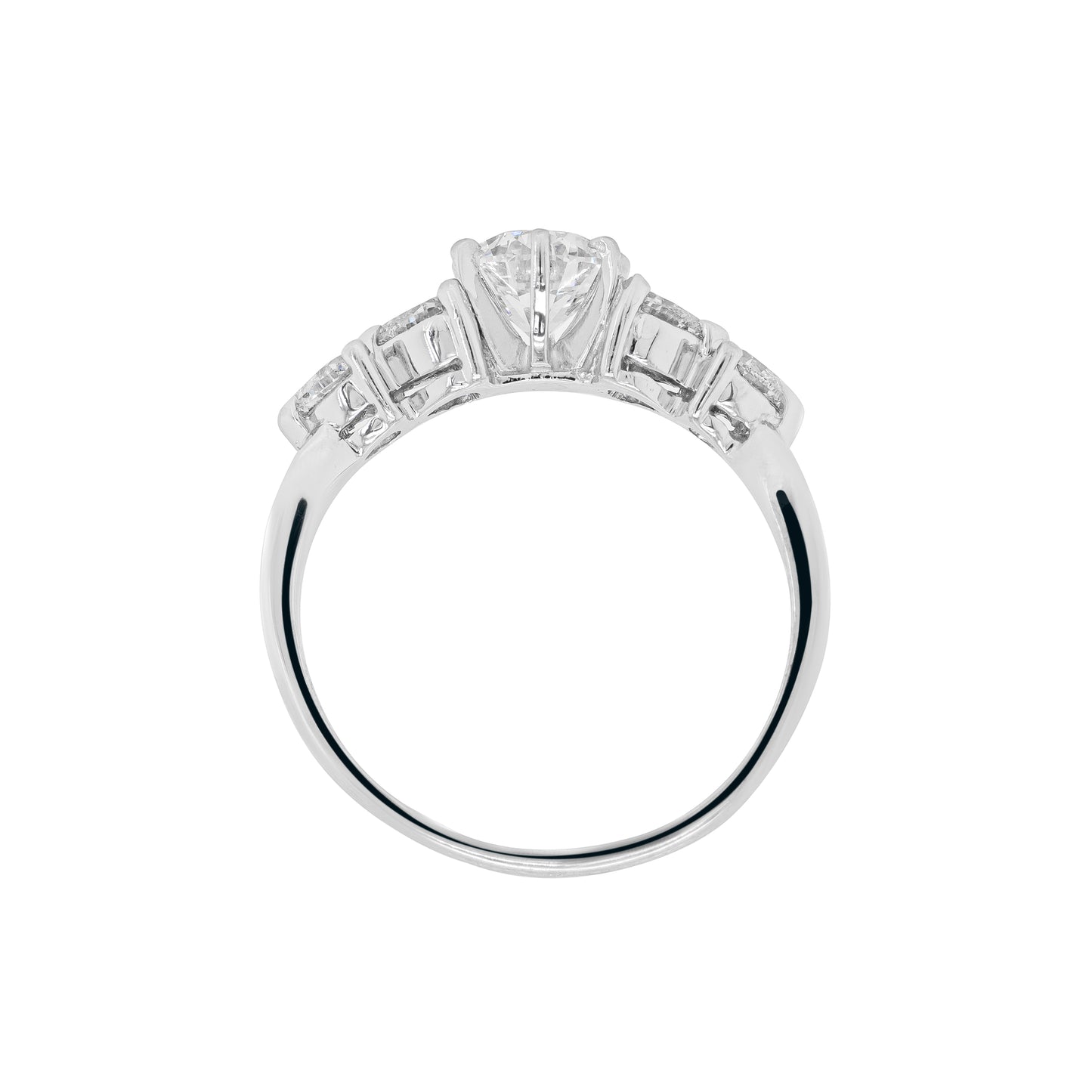 0.90 Carat H VS1 Diamond Platinum Five Stone Engagement Ring
