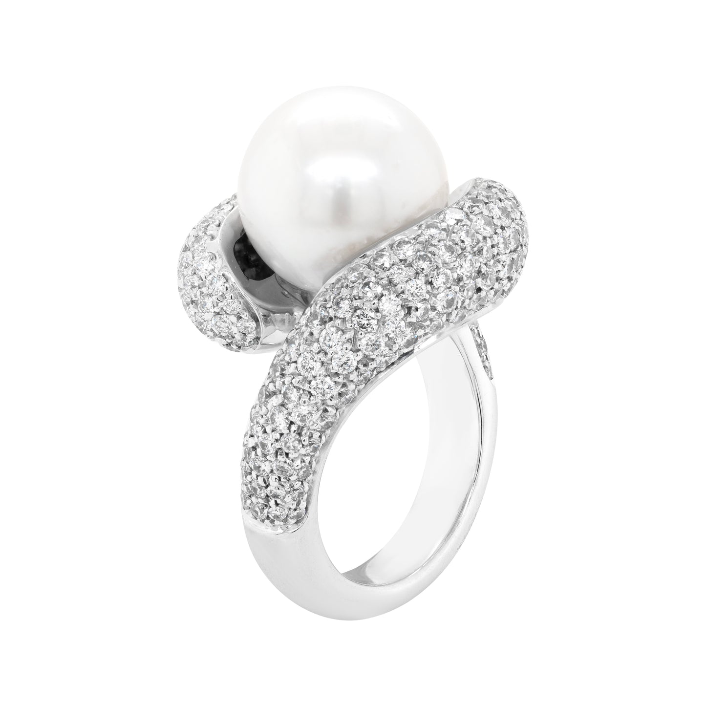 South Sea Pearl and Diamond 18 Carat White Gold Cocktail Ring