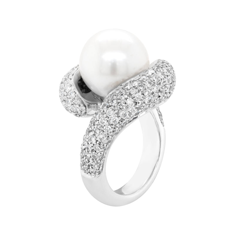 South Sea Pearl and Diamond 18 Carat White Gold Cocktail Ring