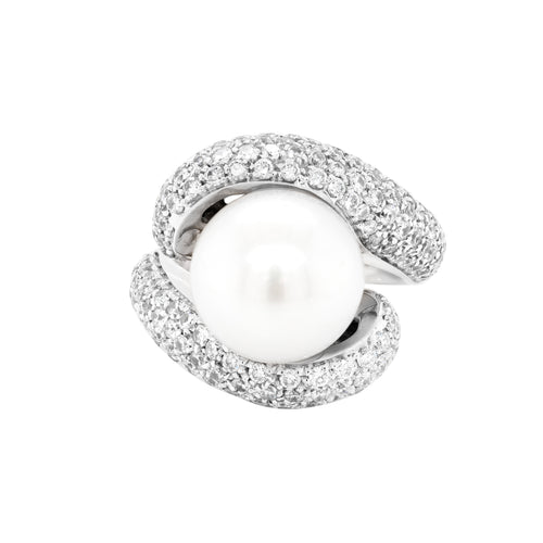 South Sea Pearl and Diamond 18 Carat White Gold Cocktail Ring