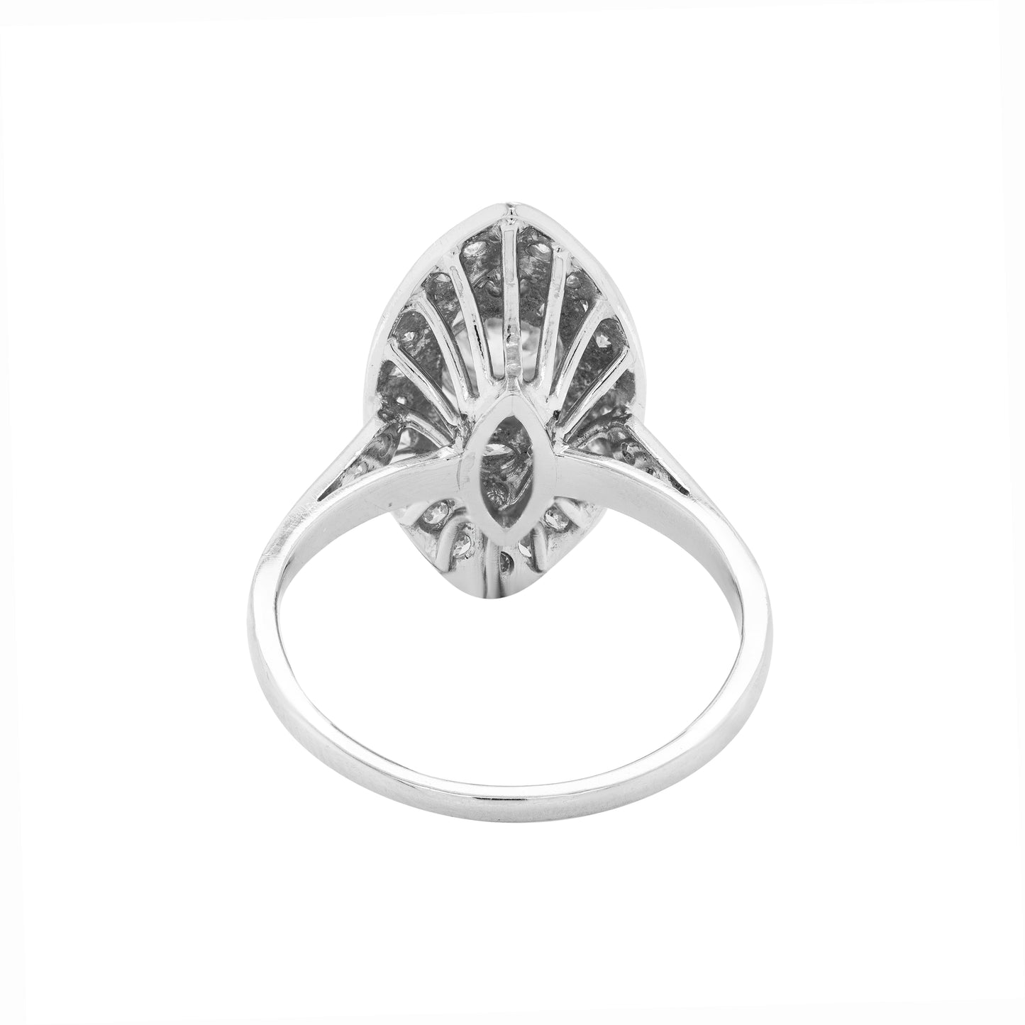 Old Cut Diamond Marquise Shaped Platinum Dress Ring