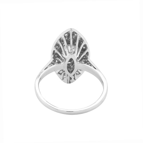 Old Cut Diamond Marquise Shaped Platinum Dress Ring