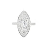 Old Cut Diamond Marquise Shaped Platinum Dress Ring
