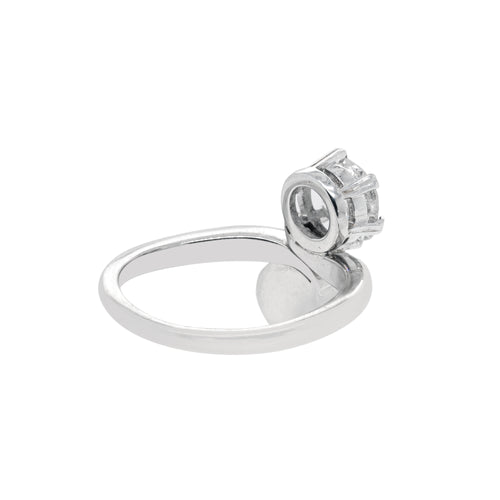 Antique Pearl and Diamond Toi Et Moi 18 Carat White Gold Engagement Ring