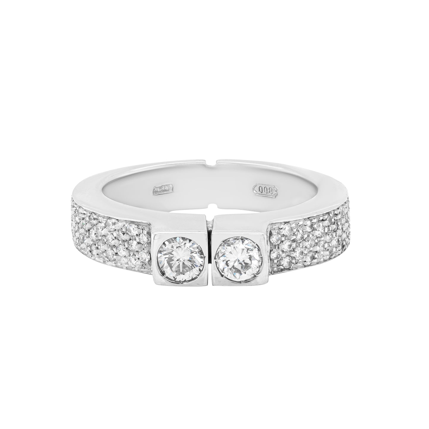 Two Stone Diamond 80% White Gold Dress Ring