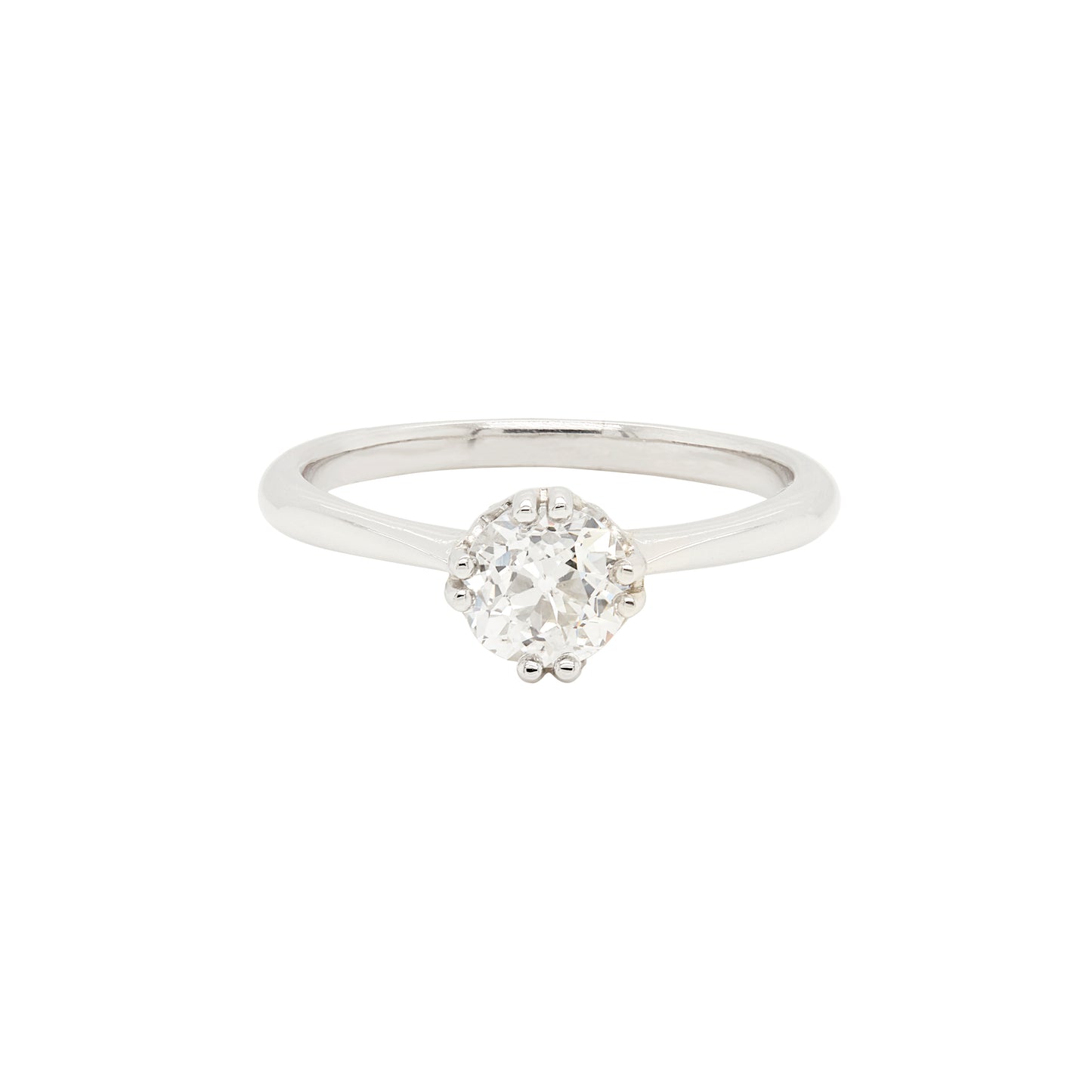 0.91ct Victorian Old European Cut Diamond and Platinum Solitaire Engagement Ring