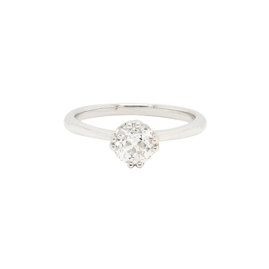 0.91 Carat Victorian Old European Cut Diamond and Platinum Solitaire Engagement Ring