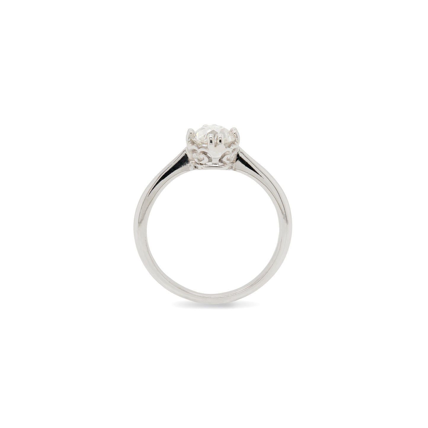 0.91ct Victorian Old European Cut Diamond and Platinum Solitaire Engagement Ring