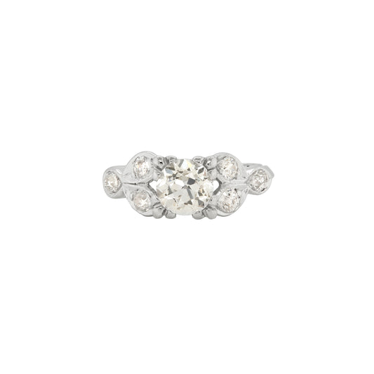 Vintage 0.99ct Old Cut Diamond and Platinum Engagement Ring, Circa 1950s