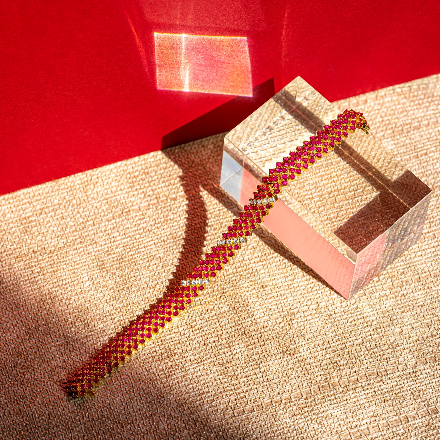 Ruby and Diamond 18 Carat Yellow Gold Bracelet