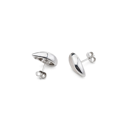 18 Carat White Gold Satin Finish Teardrop Stud Earrings