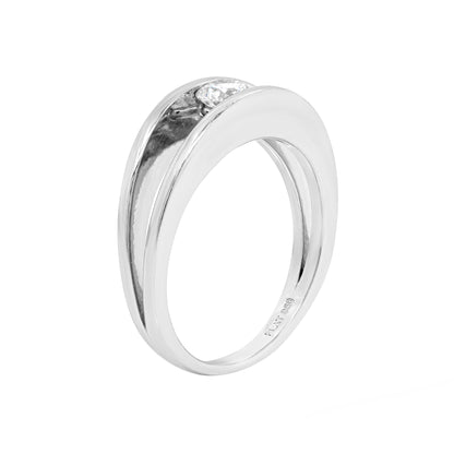 0.35ct F SI2 Round Brilliant Cut Tension Set Diamond Platinum Engagement Ring side view
