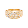 An 18 carat yellow gold lattice band ring with round brilliant cut diamonds.