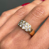 0.49 Carat Diamond 18 Carat Yellow Gold Lattice Band Ring side view on hand