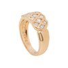 An 18 carat yellow gold lattice band ring with round brilliant cut diamonds side view