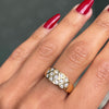 0.49 Carat Diamond 18 Carat Yellow Gold Lattice Band Ring side view  on hand