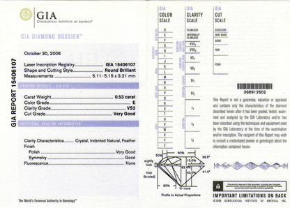 Gia certificate 0.53 carat diamond