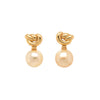 Golden Cultured Pearl and 18 Carat Yellow Gold Love Knot Dangle Earrings