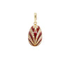 Vintage Guilloché Red Enamel and 14 Carat Yellow Gold Egg Charm