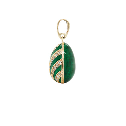 Vintage Guilloché Green Enamel and 14 Carat Yellow Gold Egg Charm