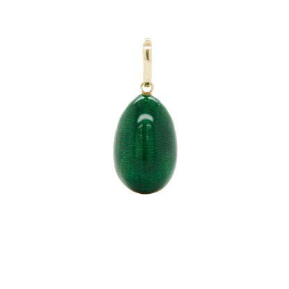 Vintage Guilloché Green Enamel and 14 Carat Yellow Gold Egg Charm