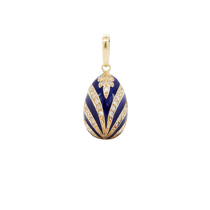 Vintage Guilloché Blue Enamel and 14 Carat Yellow Gold Egg Charm