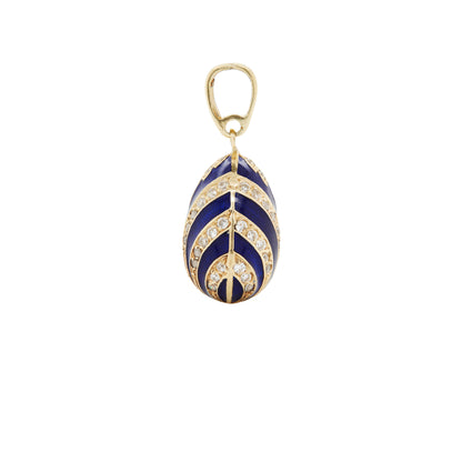 Vintage Guilloché Blue Enamel and 14 Carat Yellow Gold Egg Charm