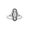 Sapphire and Diamond Art Deco Style Navette Platinum Dress Ring