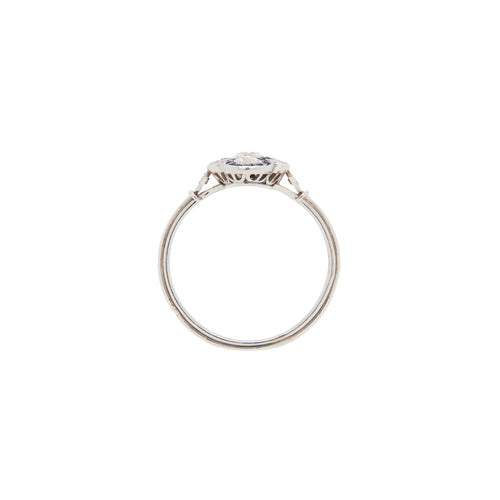 Sapphire and Diamond Art Deco Style Navette Platinum Dress Ring