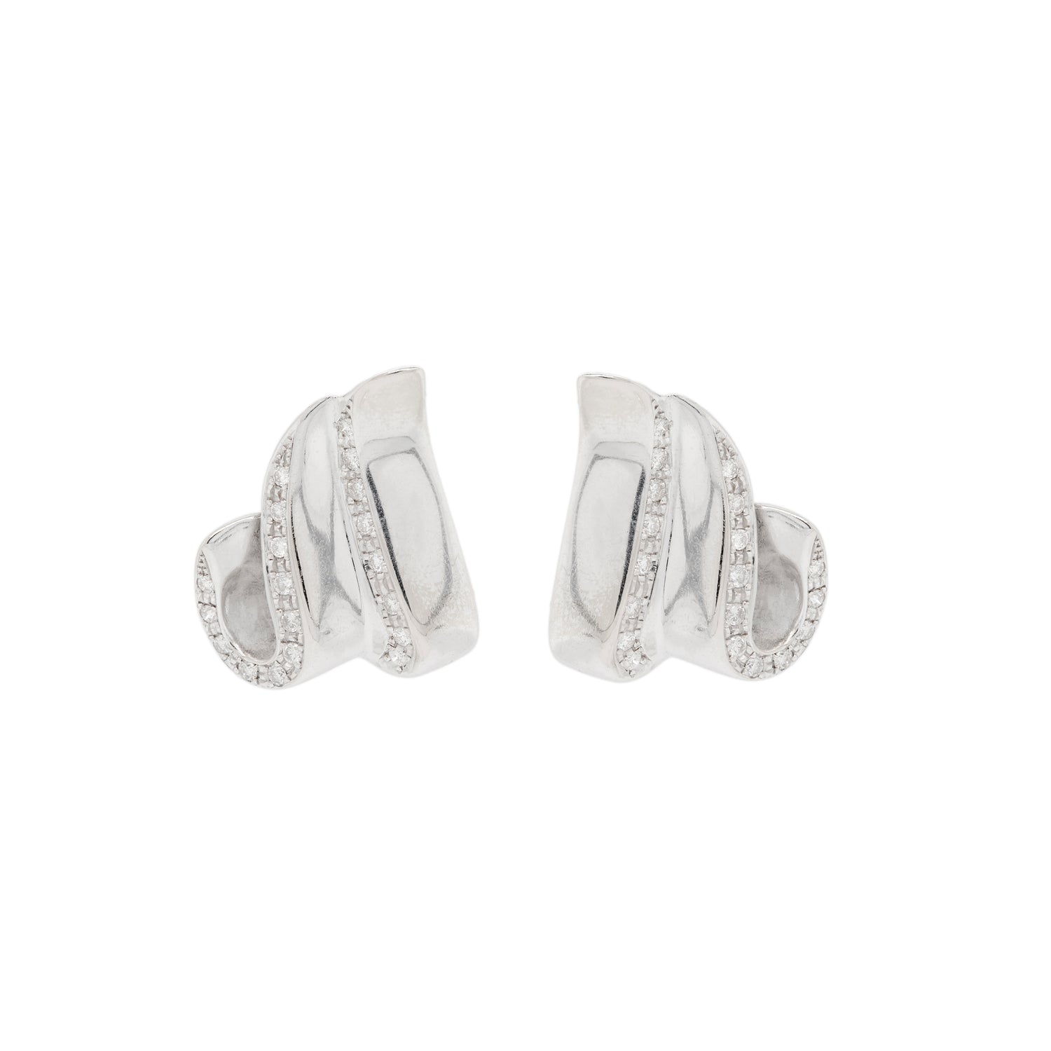 Diamond 18 Carat White Gold Ribbon Lever-Back Earrings