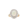 Vintage 18 Carat Yellow Gold Oval Opal and Diamond Cluster Ring