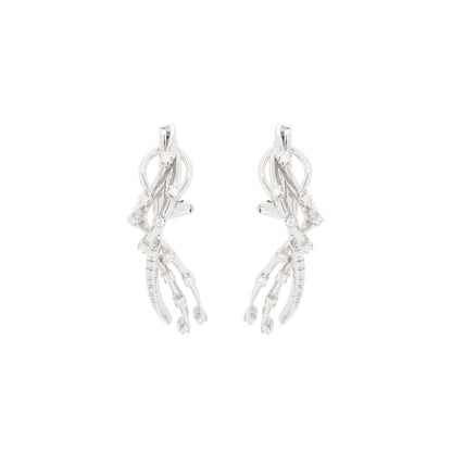 18 Carat White Gold Diamond Spray Abstract Lever-Back Earrings