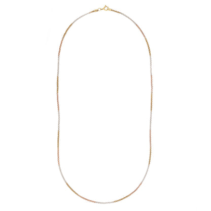 18 Carat White, Yellow and Rose Gold 15" Tricolour Popcorn Chain