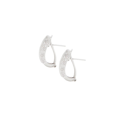 Diamond and 18 Carat White Gold Three-Row Lever-Back Half Hoop Earrings
