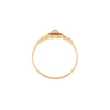 side view Antique Ruby & Old Cut Diamond Flower Ring in 18K Yellow Gold, Chester, 1884