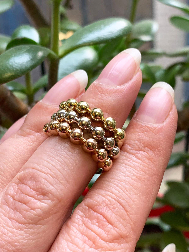 18 Carat White, Yellow and Rose Gold Stackable Bubble Rings