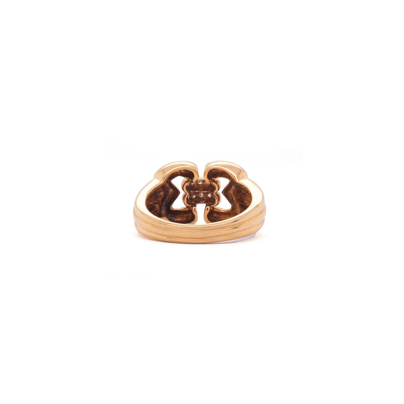 Mauboussin Diamond and 18 Carat Yellow Gold Double Buckle Ring