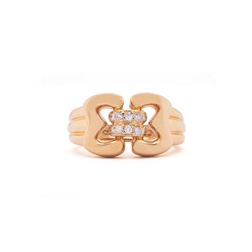 Mauboussin Diamond and 18 Carat Yellow Gold Double Buckle Ring