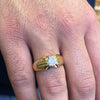 1.07ct round brilliant cut diamond gents ring in 18ct yellow gold with 10 claw open back setting on hand